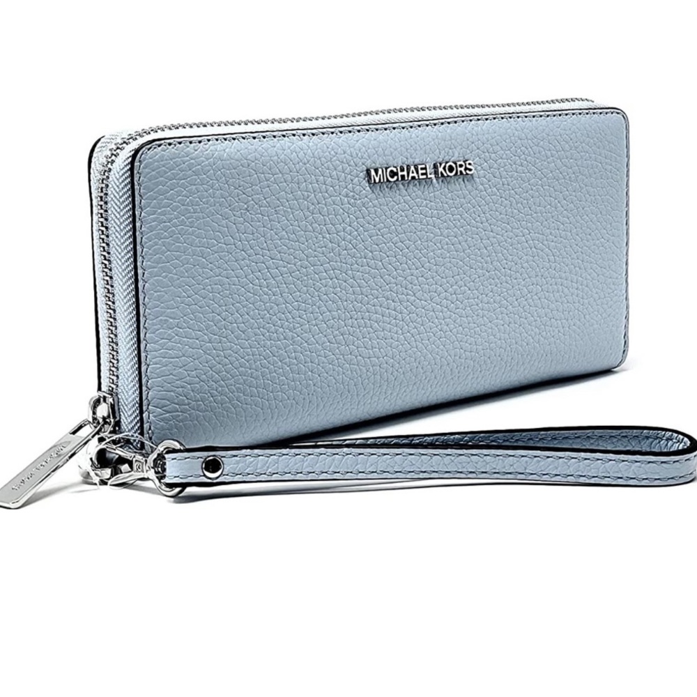 Michael Kors Women's Jet Set Travel Zip Around Continental Wallet pale ocean